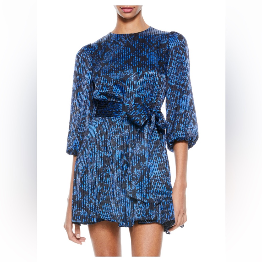 Alice + Olivia Mina blue/black floral dress